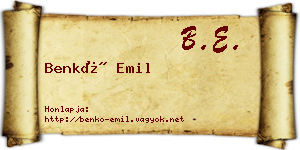 Benkő Emil névjegykártya